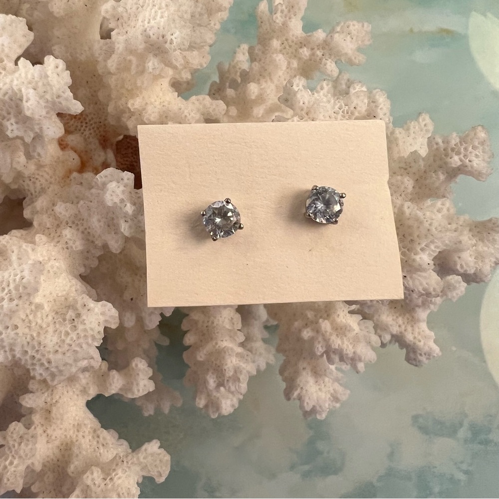 FAS Faux Diamond Sterling Silver Stud Earrings